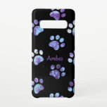 Capa Para Samsung Galaxy Padrão de impressão de pata texturizada púrpura pe<br><div class="desc">Esta pata simples, preta e roxa, imprime uma capa de telefone de gato-do-cão animal, uma design única, adorável e contemporânea que é perfeitamente personalizável para corresponder perfeitamente ao seu gosto pessoal. Esta capa de telefone dá um presente personalizado maravilhoso para seus amigos e entes queridos! Você pode transferir este design...</div>