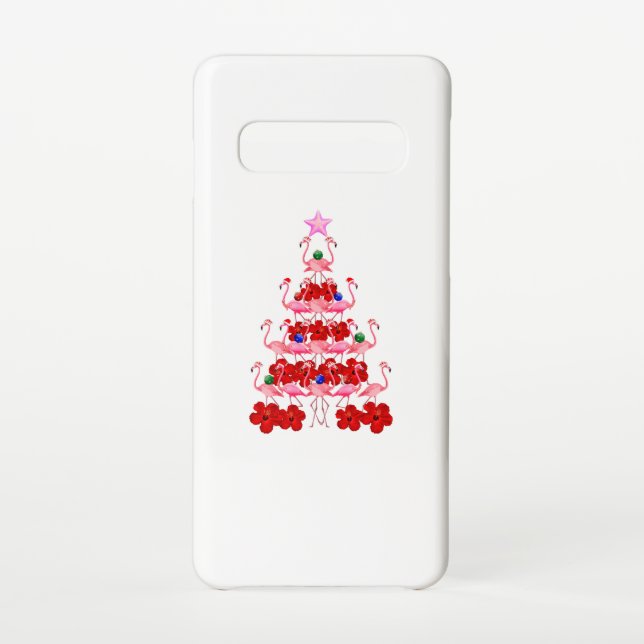 Capa Para Samsung Galaxy Papais noeis Rosa Flamingo Árvore de Natal (Verso)