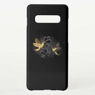 Capa Para Samsung Galaxy Pássaro Humino Negro e Dourado
