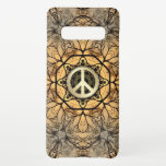Capa Para Samsung Galaxy Paz na Floresta do Hexágono ouro<br><div class="desc">Capa de telefone móvel personalizada feita com o padrão geométrico de hexágono orgânico ouro centrado num símbolo de paz de ouro | por webgrrl.art</div>