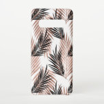 Capa Para Samsung Galaxy Rosa Palm Leaf Tropical Havaiana, Ouro negro<br><div class="desc">Em fundo branco sólido e limpo,  as folhas grandes de uma palmeira se destacam em preto e ouro-rosa claro,  criando o Caribe típico e o estilo tropical que caracteriza essas plantas temperadas,  comuns em praias.</div>