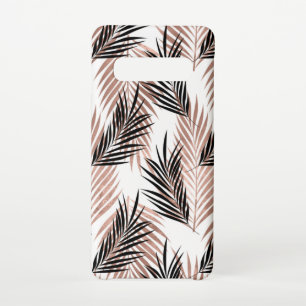 Capa Para Samsung Galaxy Rosa Palm Leaf Tropical Havaiana, Ouro negro