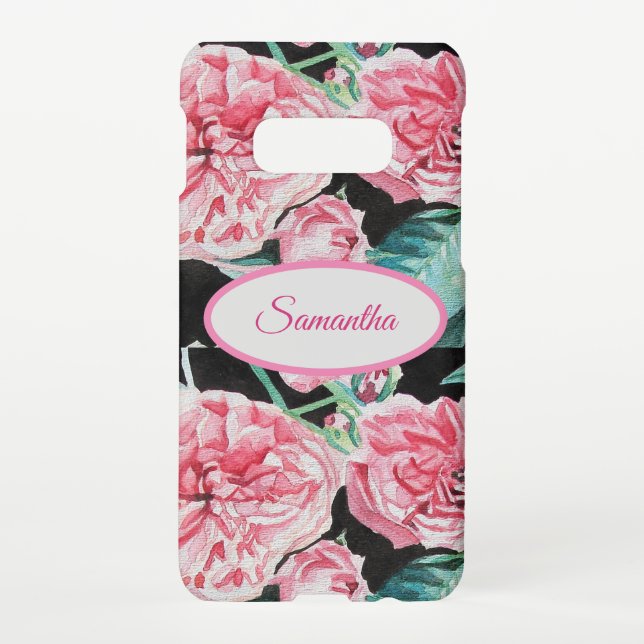 Capa Para Samsung Galaxy Rose Pink Cabbage Vintage Roses floral Girls Name (Verso)