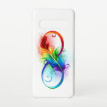 Capa Para Samsung Galaxy Símbolo Infinito com Pena Arco-Íris<br><div class="desc">Símbolo infinito desenhado artificialmente com uma bela pena arco-íris sobre fundo branco. Tatuagem.</div>