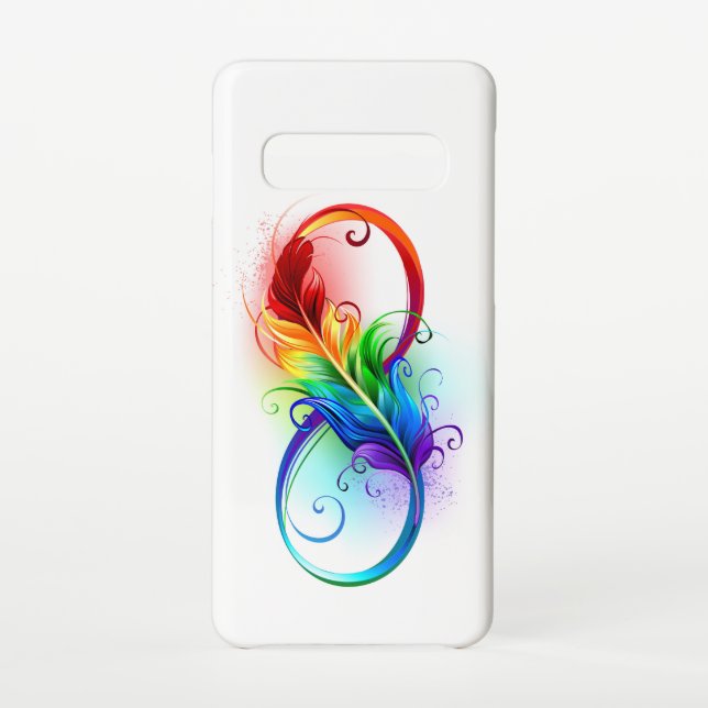 Capa Para Samsung Galaxy Símbolo Infinito com Pena Arco-Íris (Verso)