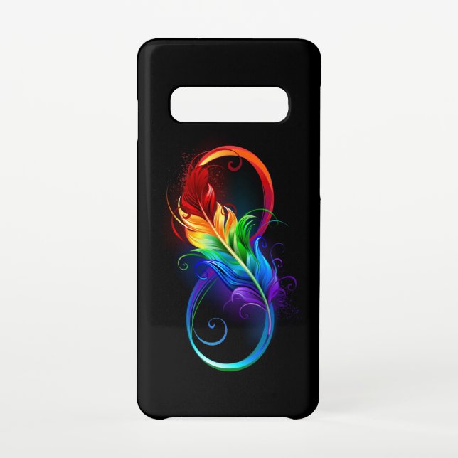 Capa Para Samsung Galaxy Símbolo Infinito com Pena Arco-Íris (Verso)