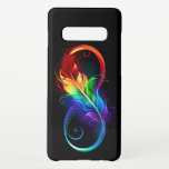 Capa Para Samsung Galaxy Símbolo Infinito com Pena Arco-Íris<br><div class="desc">Símbolo infinito desenhado artificialmente com uma bela pena arco-íris sobre fundo branco. Tatuagem.</div>