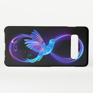 Capa Para Samsung Galaxy Símbolo Neon Infinity com Hummingbird brilhante