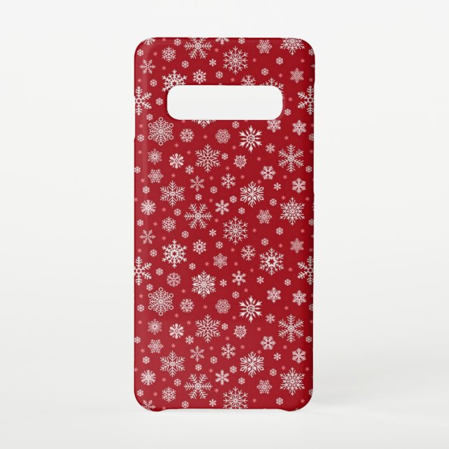 Capa Para Samsung Galaxy Snowflakes Red Case (Verso)