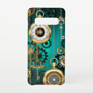Capa Para Samsung Galaxy Steampunk Jewelry Watch em um fundo verde