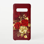 Capa Para Samsung Galaxy Três Rosas de joalharia<br><div class="desc">A composição de duas rosas vermelhas pintadas artisticamente e uma rosa ouro,  decorada com ouro,  folhas de joias sobre fundo texturizado.</div>