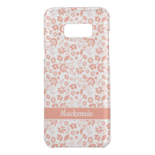 Capa Para Samsung Galaxy S8+ Da Uncommon Coral Peach Tropical Girly Flowers Monograma