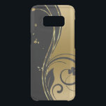 Capa Para Samsung Galaxy S8 Da Uncommon Design de espirais florais pretas e Douradas<br><div class="desc">Design de espirais florais elegantes de ouro e preto</div>