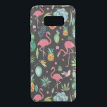 Capa Para Samsung Galaxy S8  Da Uncommon Flores Tropicais Coloridas e Padrão Flamingos<br><div class="desc">Flores tropicais coloridas abacaxi,  cacto e padrão flamingo cor-de-rosa. Fundo preto mutável.</div>