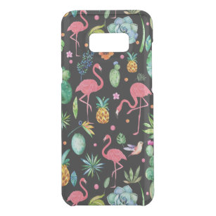 Capa Para Samsung Galaxy S8+ Da Uncommon Flores Tropicais Coloridas e Padrão Flamingos