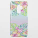 Capa Para Samsung Galaxy S9 Plus, Uncommon Ilustração de Buquê de Flores Tropicais<br><div class="desc">Flores tropicais coloridas modernas e buquê de folhas sobre a massa cor-de-rosa e azul.</div>