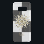 Capa Para Samsung Galaxy S8 Da Uncommon Mandala Preta e Dourada com fundo geométrico<br><div class="desc">Legal preto e branco,  quadrados geométricos modernos com fundo dourado e círculo negro mandala design. Nome/monograma personalizável</div>