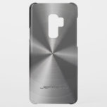 Capa Para Samsung Galaxy S9 Plus, Uncommon Negra Metálica Negra Faux Aço Isolado<br><div class="desc">Padrão metálico brilhante preto de aço inoxidável. Monograma personalizado e opcional. Esta é uma imagem do padrão de aço inoxidável e não do metal real. Disponível em outros produtos</div>