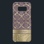 Capa Para Samsung Galaxy S8 Da Uncommon Padrão De Lace Floral Dourado E Roxo Metálico Eleg<br><div class="desc">Maçãs florais de ouro metálico Elegante em fundo roxo escuro. Monograma personalizado</div>