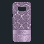 Capa Para Samsung Galaxy S8  Da Uncommon Padrão De Lace Floral Roxo Metálico Elegante<br><div class="desc">Damascos florais roxos metálicos elegantes em fundo roxo escuro. Monograma personalizado</div>