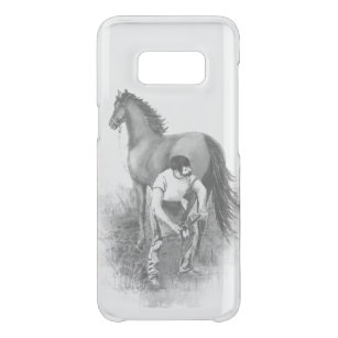Capa Para Samsung Galaxy S8 Da Uncommon Vintage Farrier Horse Surgindo com Arte Negra