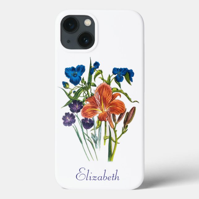 Capa Personalizada Spiderwort e Daylily para iPhon (Verso)