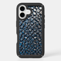 Capa Premium Azul com Padrão de Mosaico para iPhon