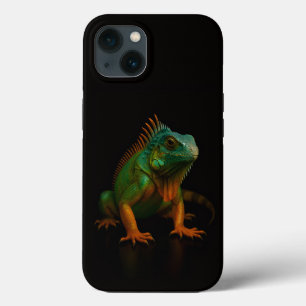 Capa preta 4 Luxe para iPhone 13, Iguana Verde