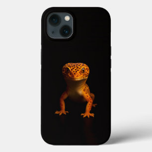 Capa preta 4 Luxe para iPhone 13, Lagartixa Leopar