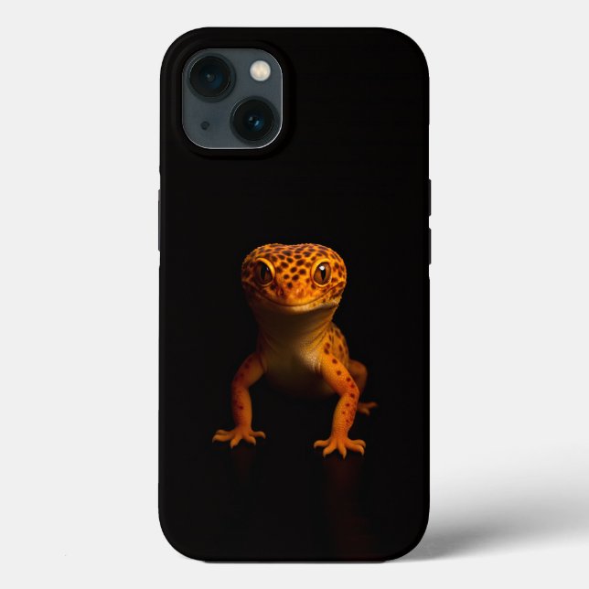 Capa preta 4 Luxe para iPhone 13, Lagartixa Leopar (Verso)