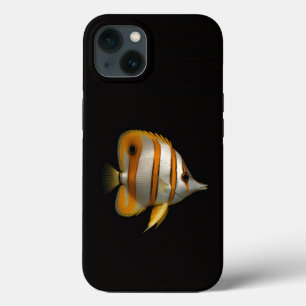 Capa preta 4 Luxe para iPhone 13, Peixe-Butterfly 