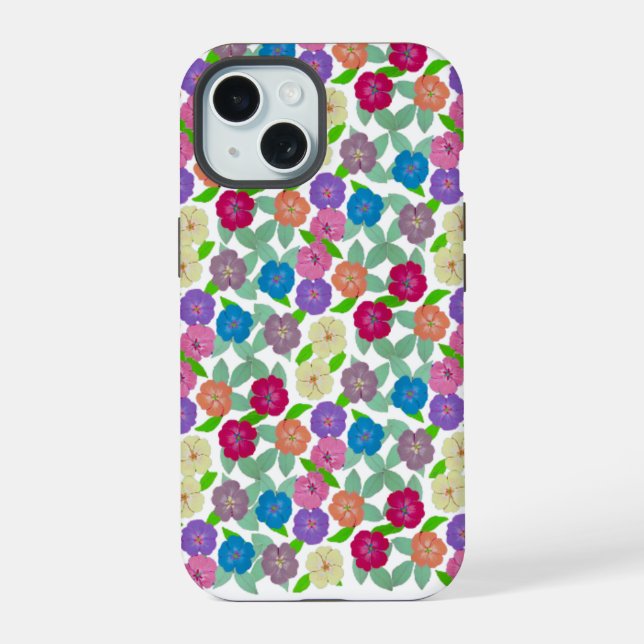 Capa Rígida para IPhone 15 com Flores de Gerânio (Verso)