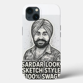 Capa Sardar Sketch Swag para iPhone 13 – Preto & B