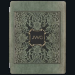 Capa Smart Para iPad Cobrir Anterior do Livro do Monograma do Couro do<br><div class="desc">Arte do cobrir floral de Richly ornamentado,  da edição de 1898 dos Rosas e lírios de Longfellow,  em tons de verde-oliva e preto,  curados. Nota: Efeitos esculpidos,  gravados,  gravados e dimensionais,  aspecto em camadas,  texturizado e sombreado obtido digitalmente. O produto tem uma superfície plana.</div>