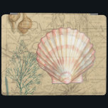 Capa Smart Para iPad Colagem de Mapa Costeiro<br><div class="desc">Não há nada parecido com este mapa da vida marinha. Essa coleção translúcida desses conchas excelente em qualquer produto. Dá uma sensação de safra à imagem e captura a vida marinha submarina. Inclui uma cinta rosada e branca e um invólucro colorido de sépia.</div>