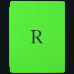 Capa Smart Para iPad Cor Sólida Neon Verde Inicial Legal<br><div class="desc">Projetado com modelo de texto para fundo verde neon,  de cor sólida,  inicial e elegante</div>