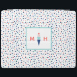 Capa Smart Para iPad Monograma Sorvete Moderno Personalizado Azul<br><div class="desc">Estilo seu iPad com este cobrir personalizado moderno e caprichoso,  com um monograma personalizado e um cone sorvete em azul,  aqua,  rosa e coral.</div>