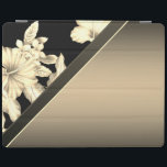 Capa Smart Para iPad Na moda elegante sofisticadas, flores Douradas<br><div class="desc">Flores pretas e Douradas,  um design elegante e sofisticado.</div>
