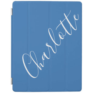 Capa Smart Para iPad Nome Personalizado de Script Minimalista - Azul