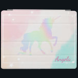 Capa Smart Para iPad Ombre de estrelas mágicas do Unicórnio Holográfico<br><div class="desc">Adorável unicórnio mágico. Um design elegante e sofisticado.</div>