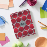 Capa Smart Para iPad Padrão Geométrico de Prata Vermelha e Metálica<br><div class="desc">Cinza elegante vermelho e prata,  design geométrico poligonal moderno com monograma personalizado.</div>