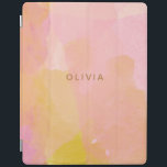 Capa Smart Para iPad Pintura de Abstrato de Aquarela rosa e Dourada<br><div class="desc">Uma bonito combinação de pincéis cor de água rosa,  amarelo,  ouro e laranja,  e formas abstrato,  orgânicas,  personalizadas com o nome ou as palavras de sua escolha.</div>