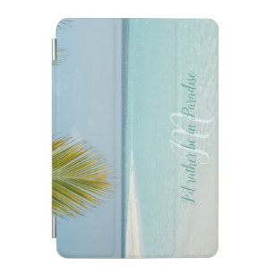 Capa Para iPad Mini Tropical Sandy Beach Turquoise Typografia Palm