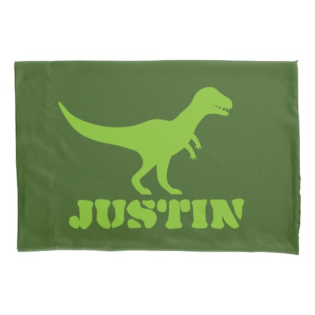 Capa verde para almofada de dinossauro T-rex para  (Frente)