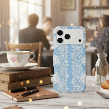 Capa Vintage Floral Azul para iPhone 17