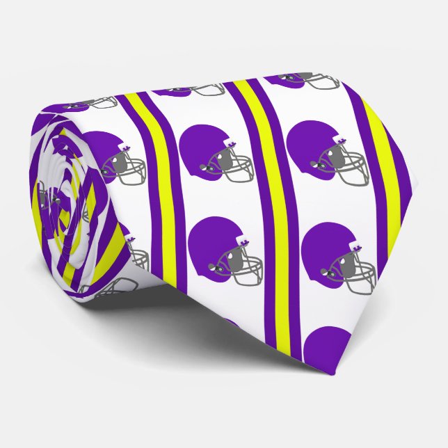 Capacete de futebol roxo em gravata amarela e bran (Rolled)