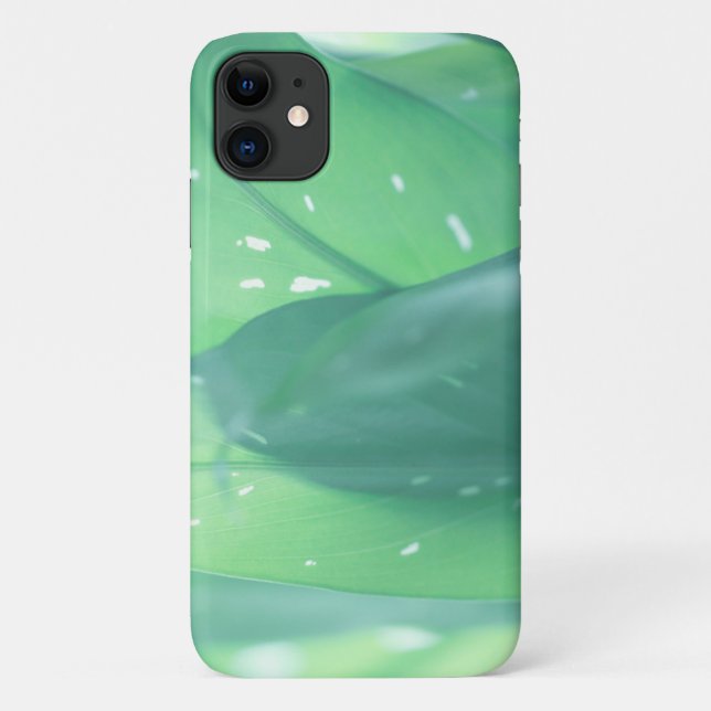 Capas de iPhone 11 Folhas de Planta Verde Pálido N (Verso)