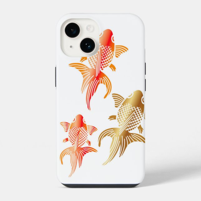 Capas de iPhone 14 Branco Peixe Dourado Moderno (Verso)