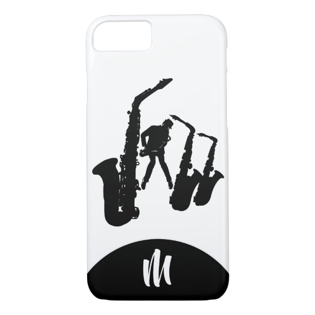 Capas de iphone 2 Monograma do Sax Black Saxophoni (Verso)