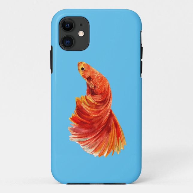 capas de iphone azul com peixe vermelho (Verso)